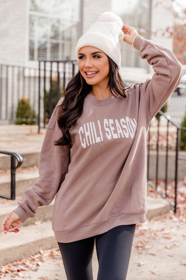 Chili Season Mocha Oversized Graphic Sweatshirt DOORBUSTER