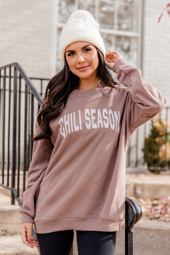 Chili Season Mocha Oversized Graphic Sweatshirt DOORBUSTER