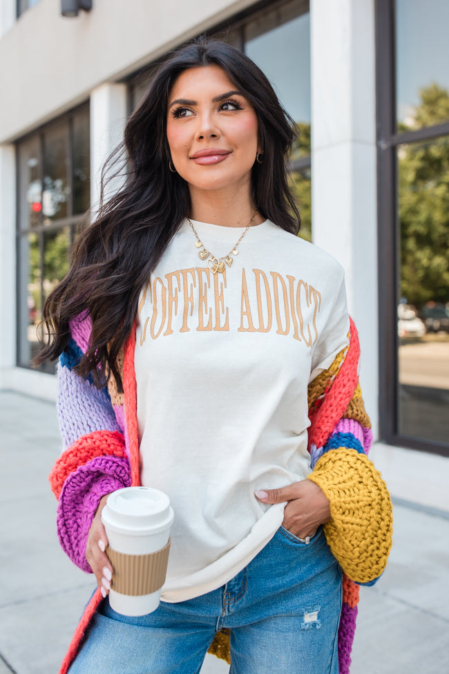 Coffee Addict Cream Oversized Graphic tee