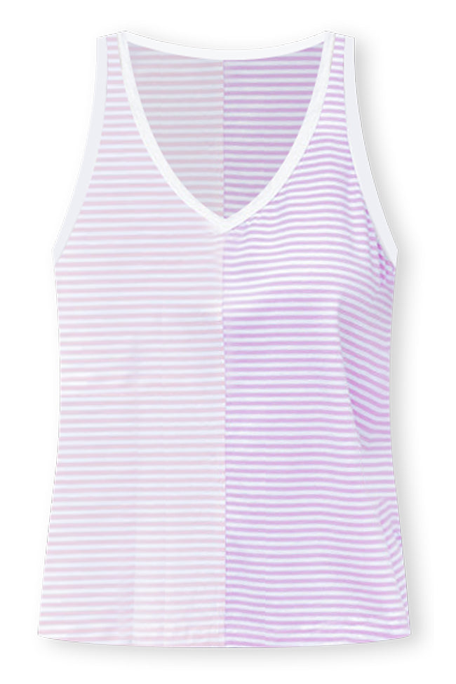 Just Have Fun Pink and Purple Color Block Striped Tank
