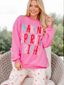 Making Spirits Bright Pink Oversized Graphic Sweatshirt