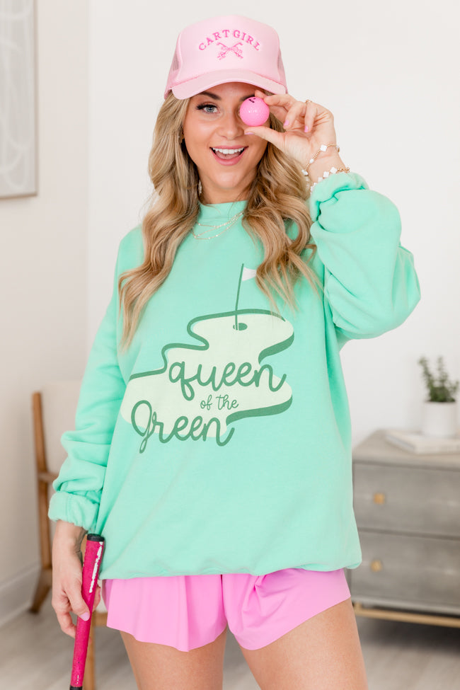 Queen Of The Green Lime Oversized Graphic Sweatshirt