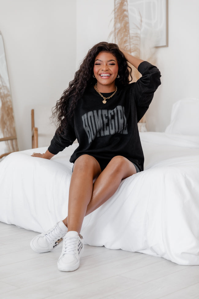 Homegirl Black Oversized Graphic Sweatshirt