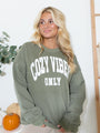 Cozy Vibes Olive Oversized Graphic Sweatshirt DOORBUSTER