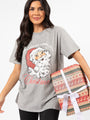 Santa Merry Little Christmas Light Grey Oversized Graphic Tee DOORBUSTER