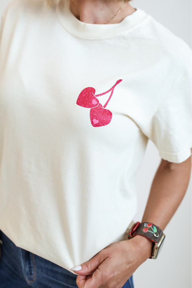 I Love You Cherry Much Ivory Comfort Color Graphic Tee Kalee Rogers X Pink Lily