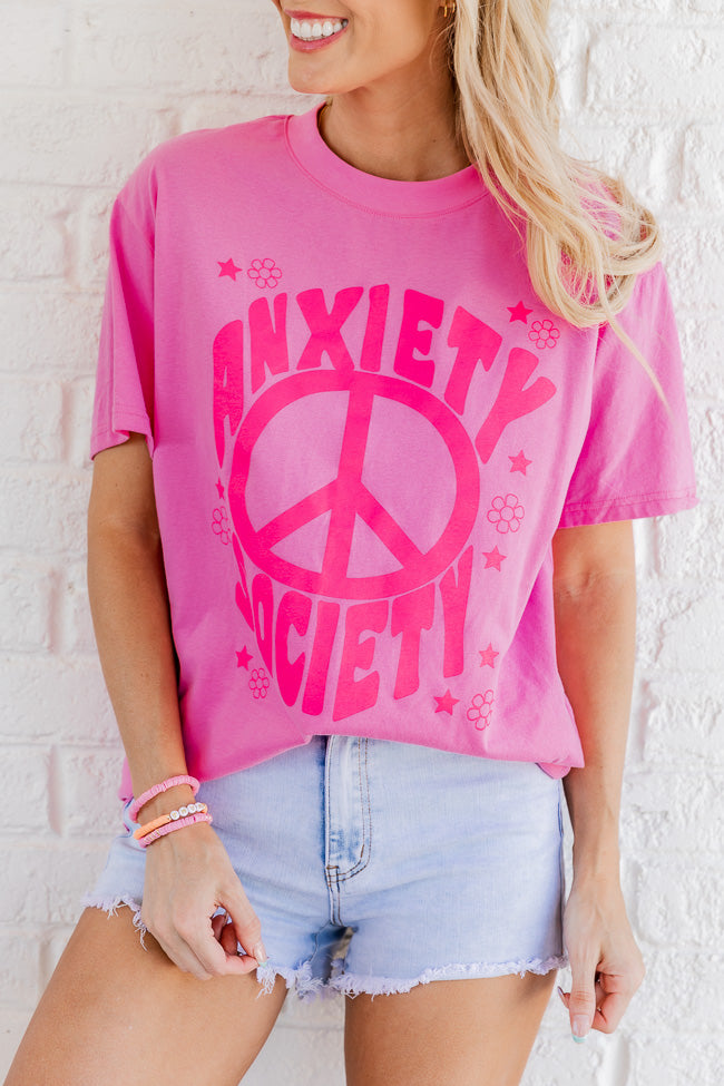 Anxiety Society Peace Pink Oversized Graphic Tee