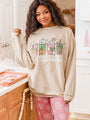 Tis The Season Winter Light Tan Oversized Graphic Sweatshirt