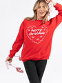 Merry Christmas Heart Red Oversized Graphic Sweatshirt DOORBUSTER