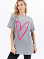 Heart Sketch Light Grey Oversized Graphic Tee