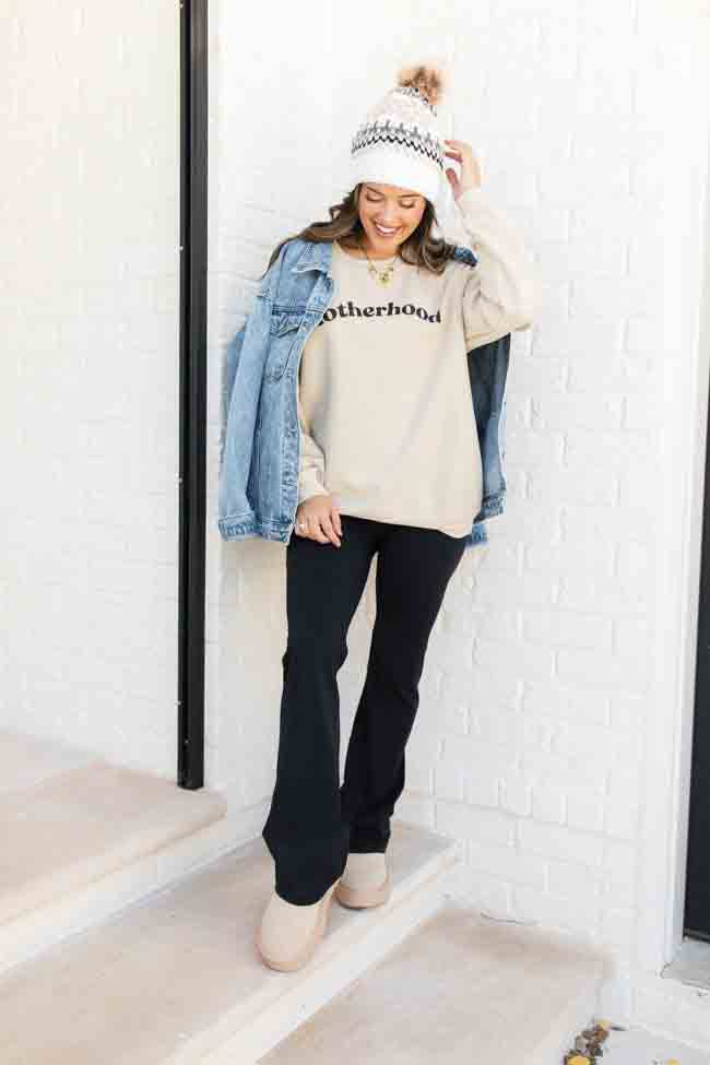 Motherhood Cream Oversized Graphic Sweatshirt