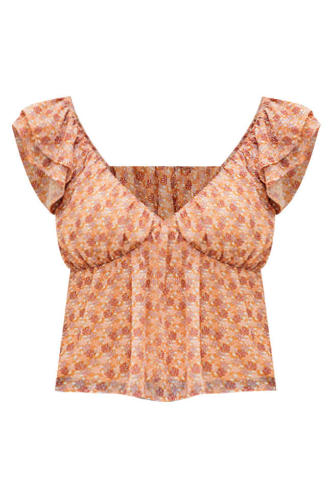 Love Every Day Brown Floral Babydoll Top FINAL SALE