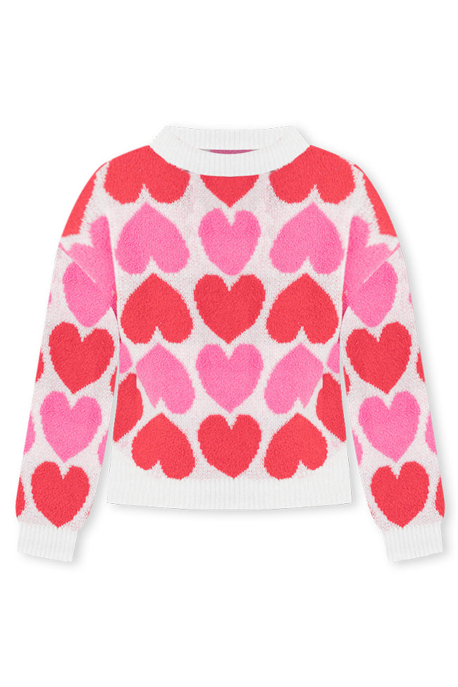 Loving On You Pink And Red Alternating Heart Sweater