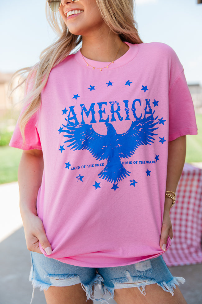 American Eagle Hot Pink Oversized Graphic Tee