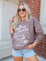 Sunday Funday Mocha Oversized Graphic Sweatshirt