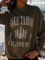 Lake Tahoe Olive Oversized Graphic Sweatshirt