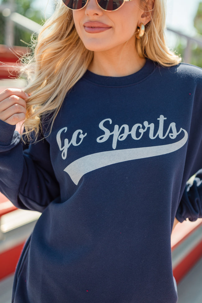 Go Sports Navy Oversized Graphic Sweatshirt