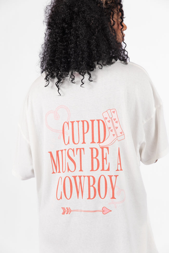 Cupid Must Be a Cowboy Hyfve Off White Oversized Graphic Tee