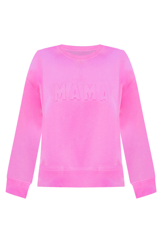 Mama Embossed Logo Power Pink Graphic Sweatshirt
