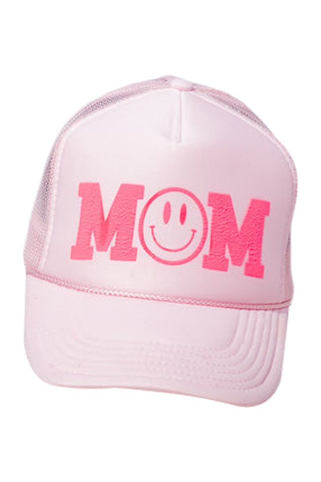 Mom Smiley Light Pink Trucker Hat