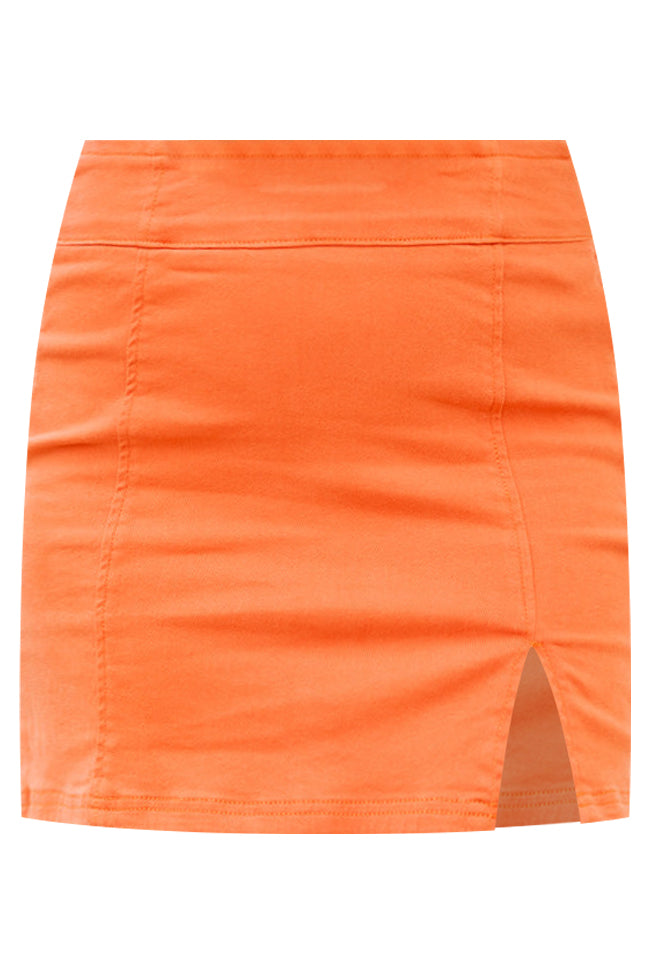 My Time To Shine Burnt Orange Side Slit Denim Skirt FINAL SALE