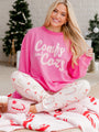 Comfy and Cozy Pink Oversized Graphic Sweatshirt