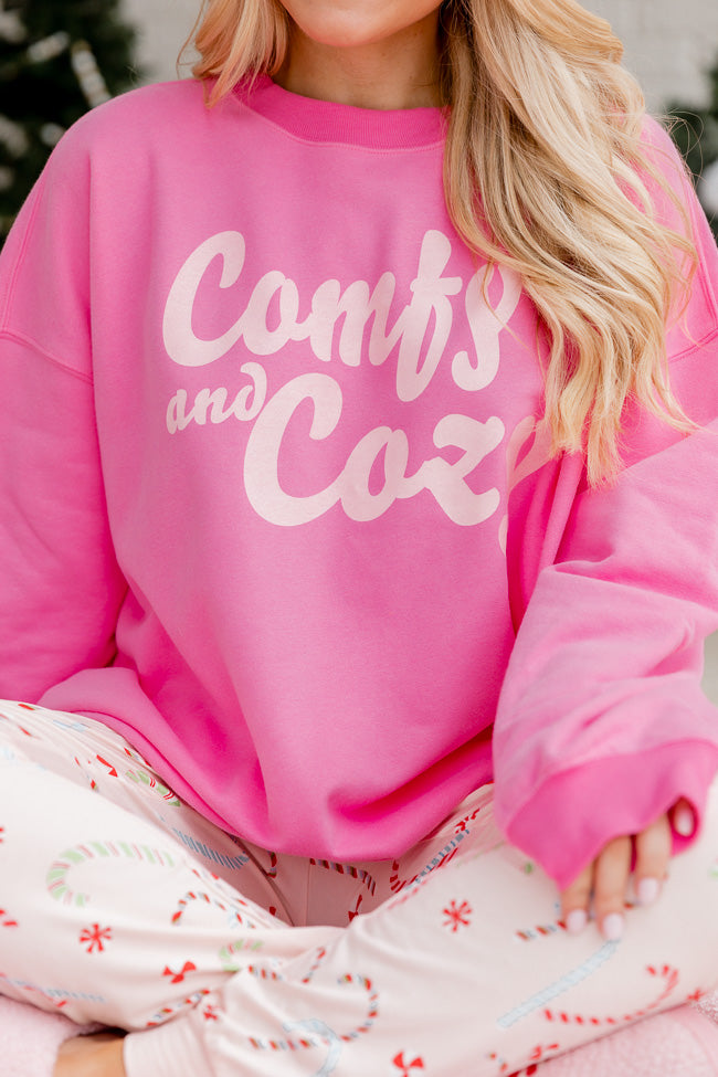 Comfy and Cozy Pink Oversized Graphic Sweatshirt