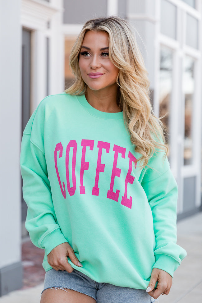 Coffee Block Lime Oversized Graphic Sweatshirt