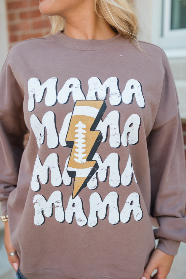 Mama Football Repeat Mocha Oversized Graphic Sweatshirt