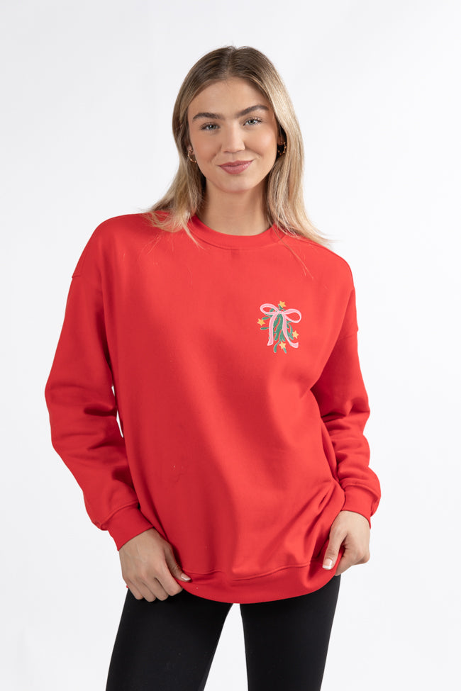 Only A Morning Person On December 25th Red Oversized Graphic Sweatshirt