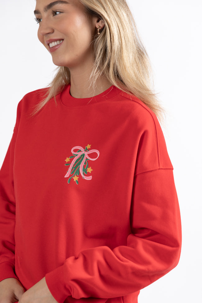 Only A Morning Person On December 25th Red Oversized Graphic Sweatshirt