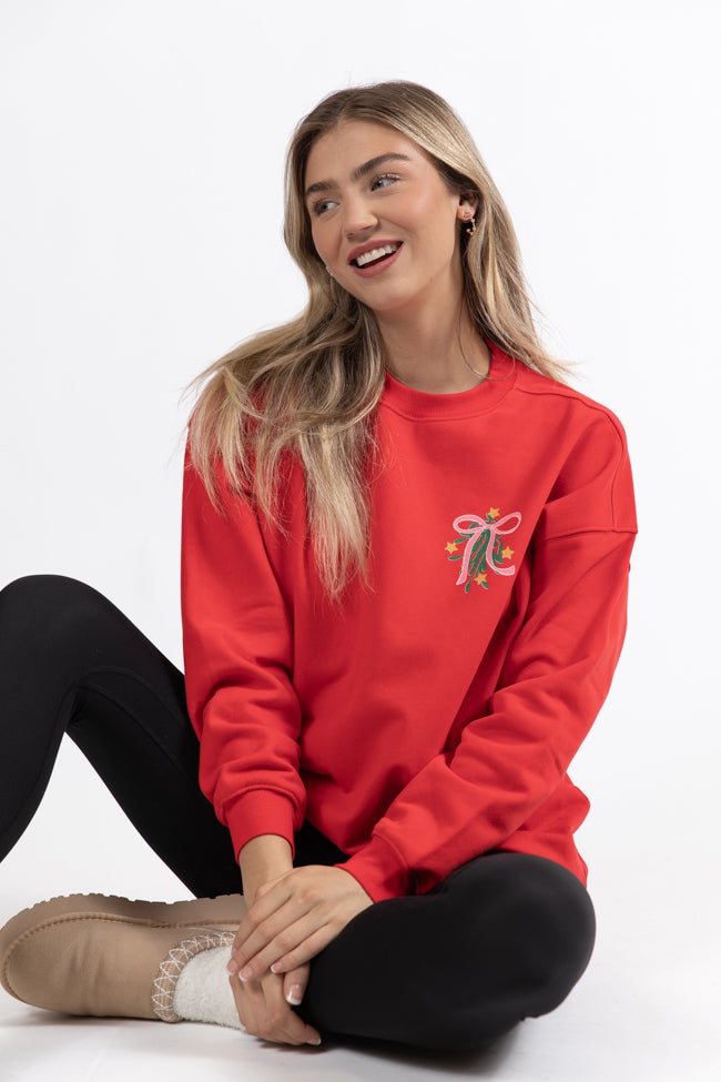 Only A Morning Person On December 25th Red Oversized Graphic Sweatshirt