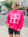 Mama Retro Hot Pink Oversized Graphic Sweatshirt