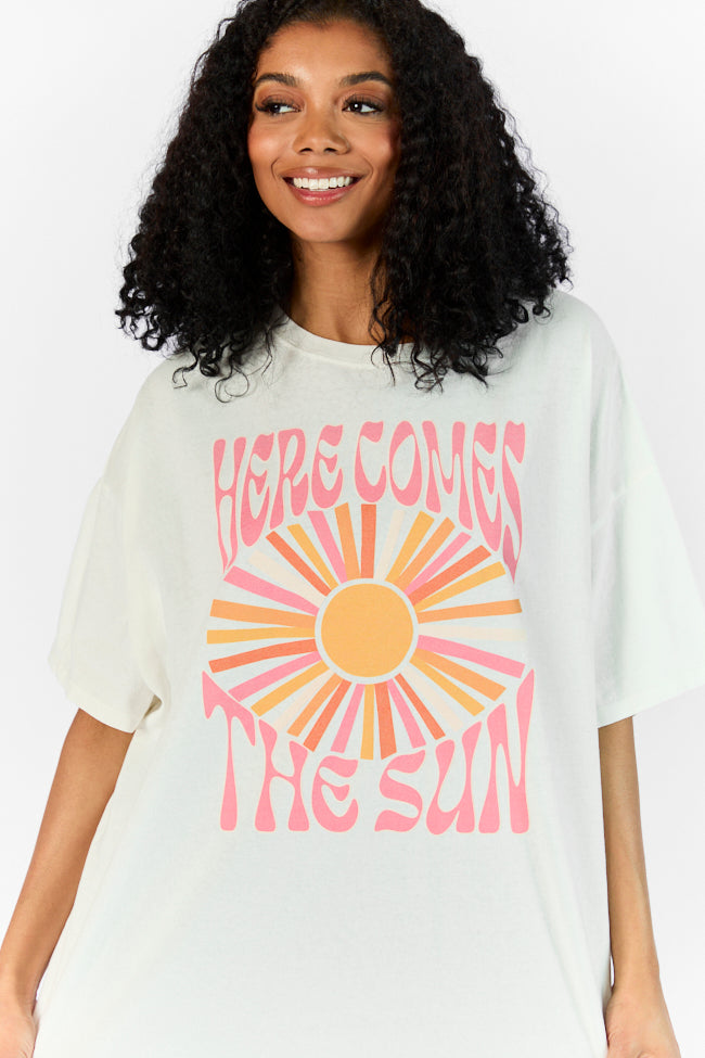 Here Comes The Sun Burst Off White Hyfve Oversized Graphic Tee