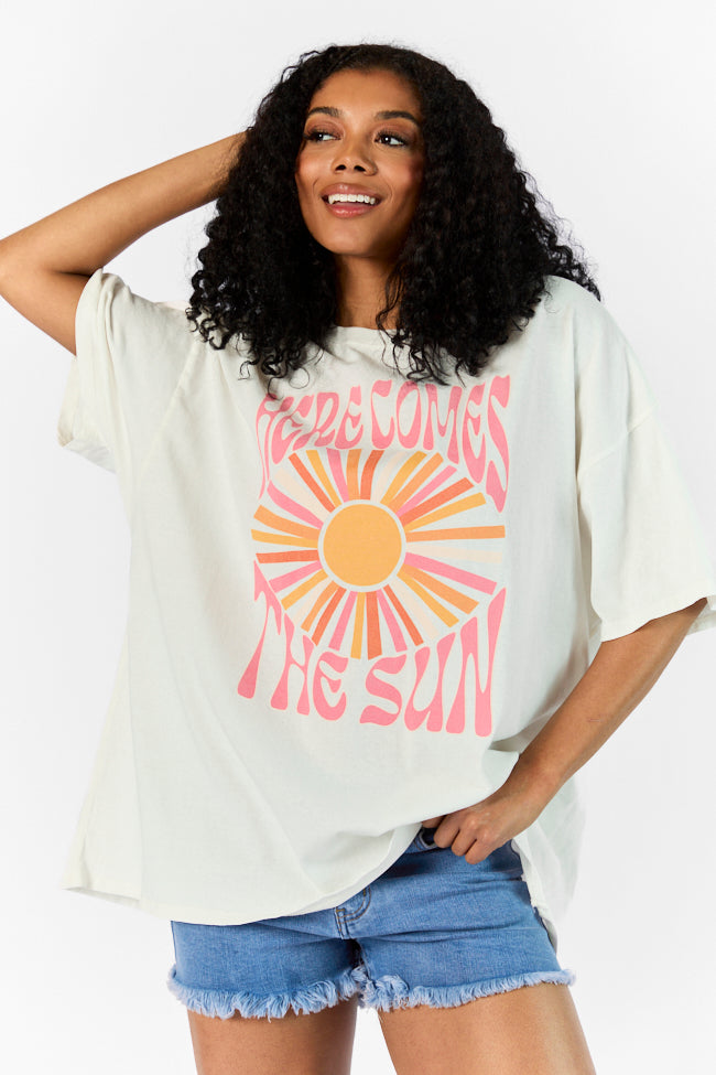 Here Comes The Sun Burst Off White Hyfve Oversized Graphic Tee