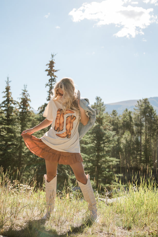 Kickin' Boots Cream Oversized Graphic Tee