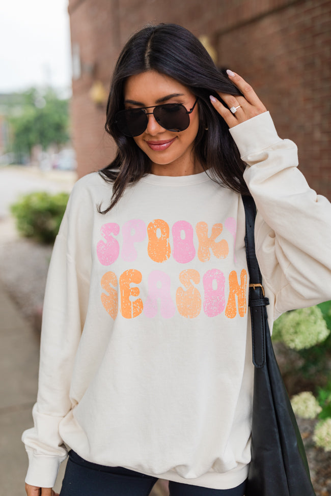 Spooky Season Cream Oversized Graphic Sweatshirt