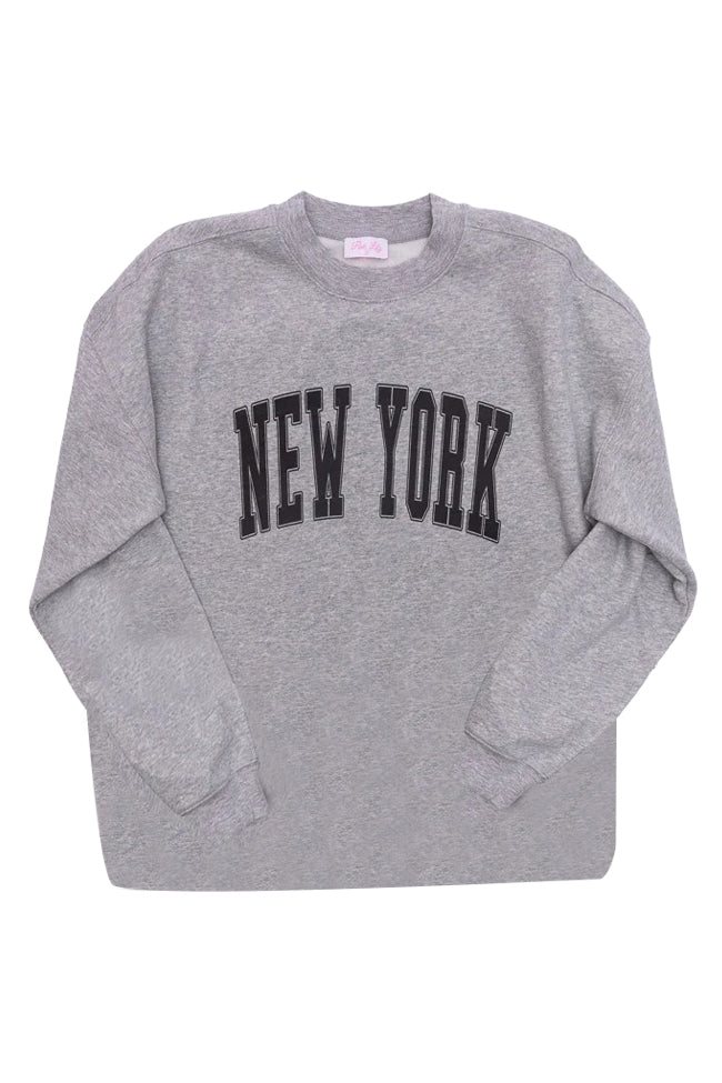 New York Block Grey Oversized Graphic Sweatshirt