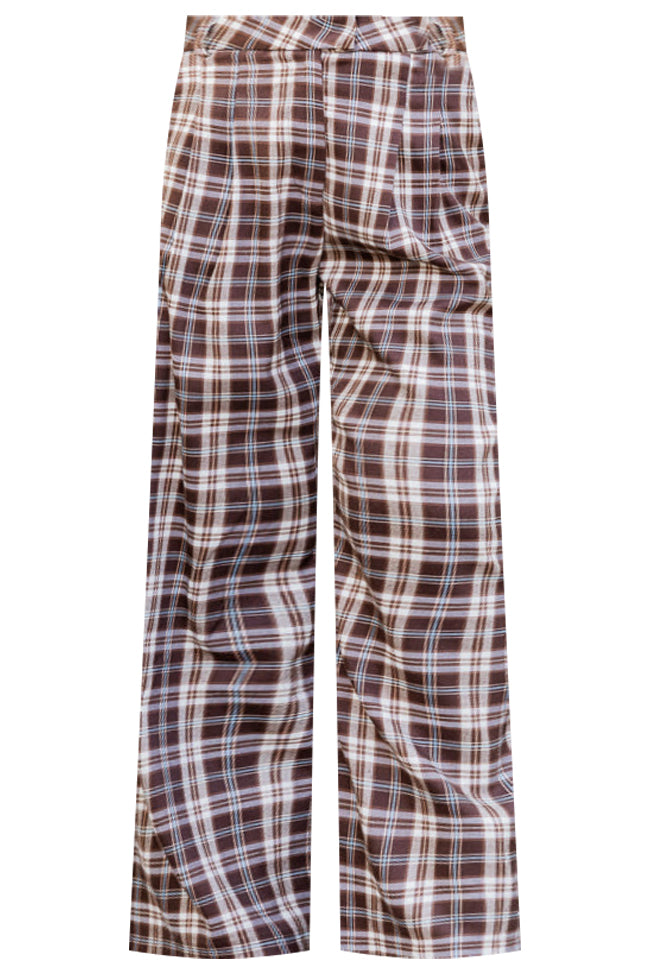 Nothing I Could Say Brown Plaid Wide Leg Pants FINAL SALE