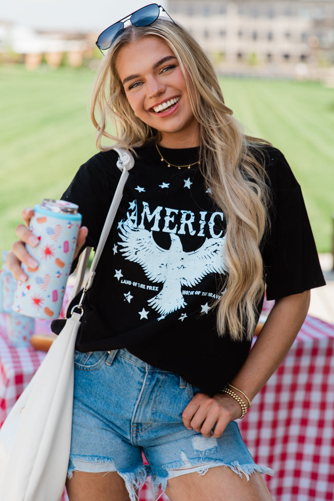 American Eagle Black Oversized Graphic Tee