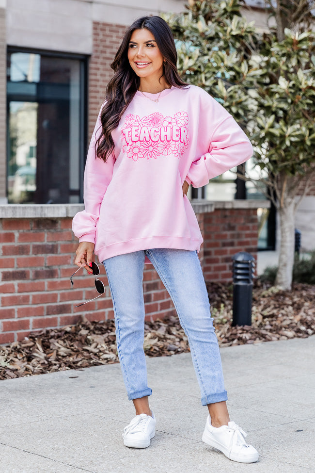 Pink white hot sale sweatshirt