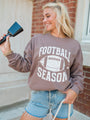 Football Season Mocha Oversized Graphic Sweatshirt