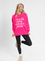 I Wear Pink For My Mom Hot Pink Oversized Graphic Sweatshirt