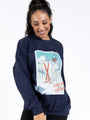 Out Of Office Navy Blue Oversized Graphic Sweatshirt DOORBUSTER