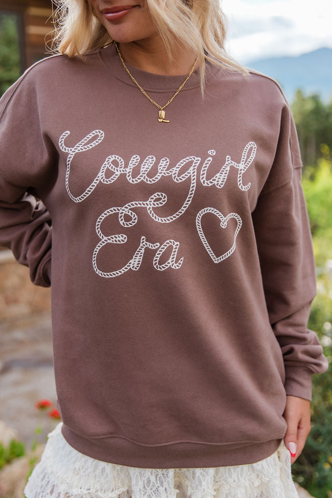 Cowgirl Era Mocha Oversized Graphic Sweatshirt