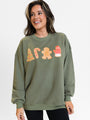 Christmas Cookie Icons Olive Oversized Graphic Sweatshirt