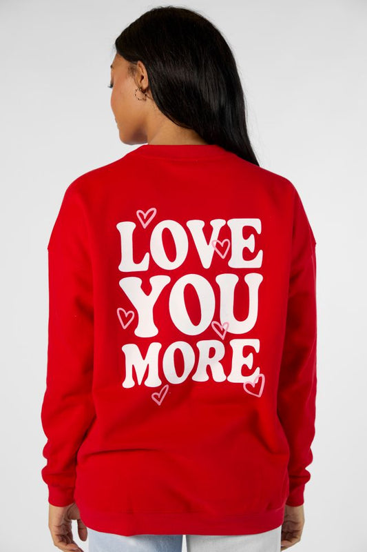 Love You More Red Oversized Graphic Sweatshirt SALE