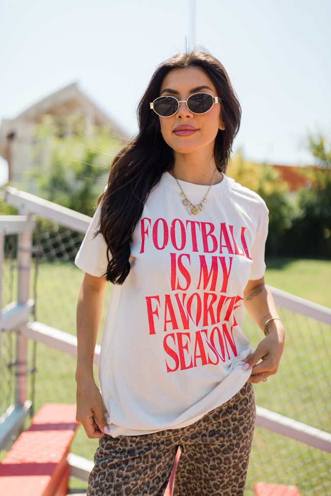 Football Is My Favorite Season Cream Oversized Graphic Tee