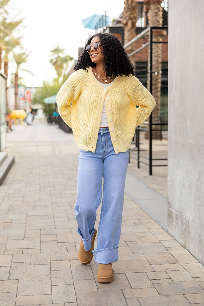 Do Me A Solid Yellow Button Up Cardigan - Coming Soon