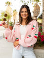 Cherry Picking Pink Embroidered Cardigan